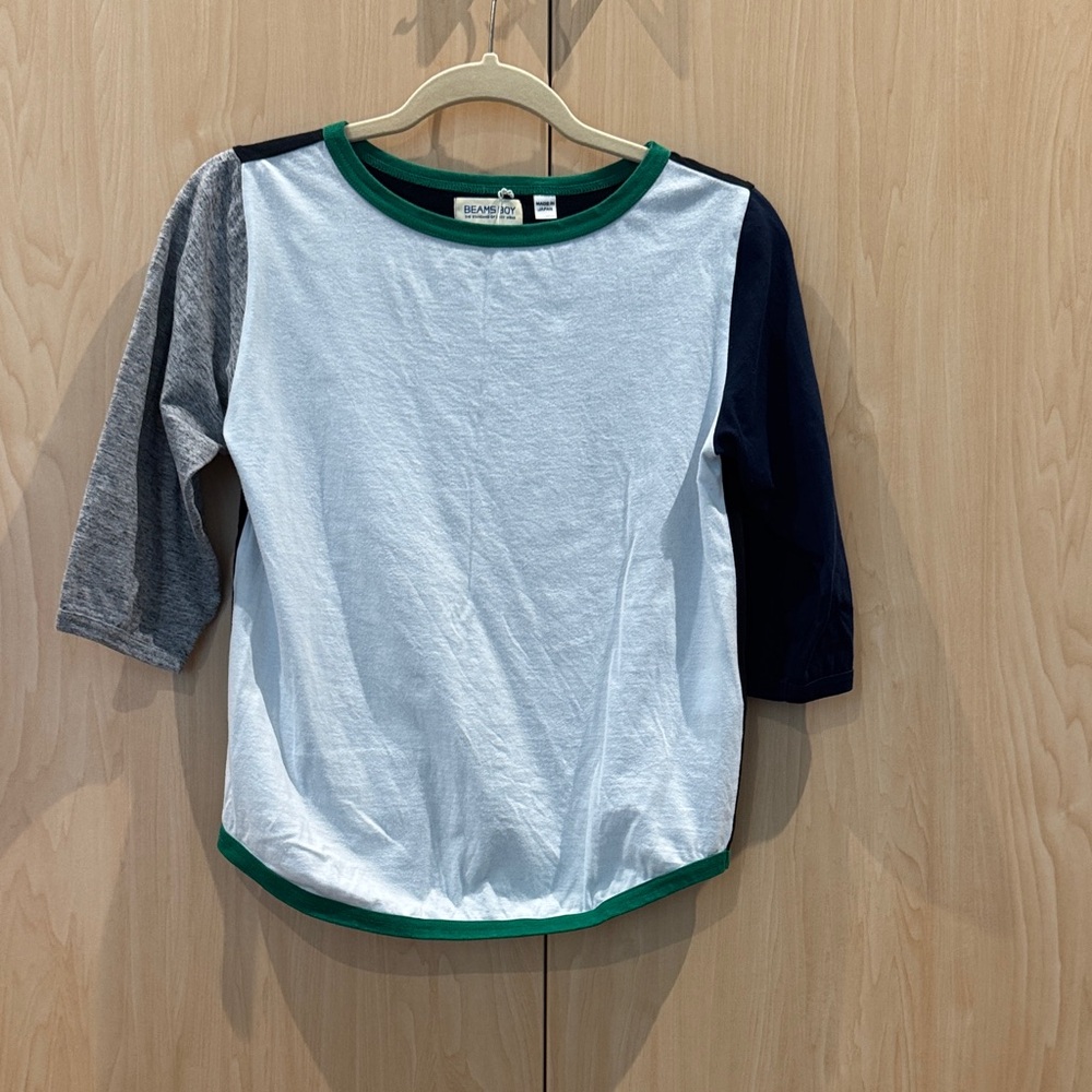 Beams Boy 3/4 sleeve T-Shirt  multi col- Green Trim